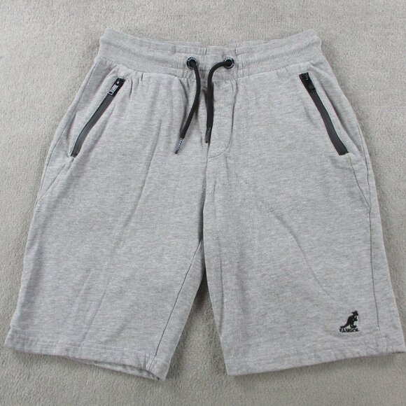 Kangol Shorts Mens Medium Gray Black Sweat Jogger Elastic Drawstring Athletic - Picture 1 of 11
